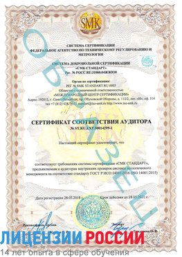 Образец сертификата соответствия аудитора №ST.RU.EXP.00014299-1 Чехов Сертификат ISO 14001